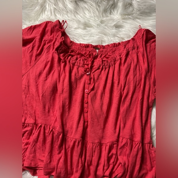 Free People Charlie Red-Orange Ruffled Feminine - Picture 3 of 3